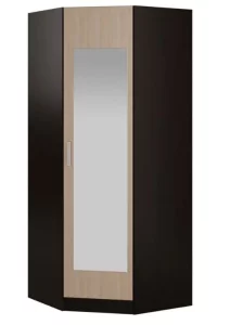 Угловой шкаф Эрика с зеркалом венге/дуб молочный